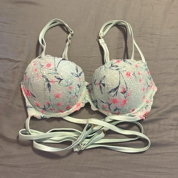 NWOT💥 PINK by VS Lacy The Date Push Up Strappy Floral Bra 34D - Picture 2 of 7